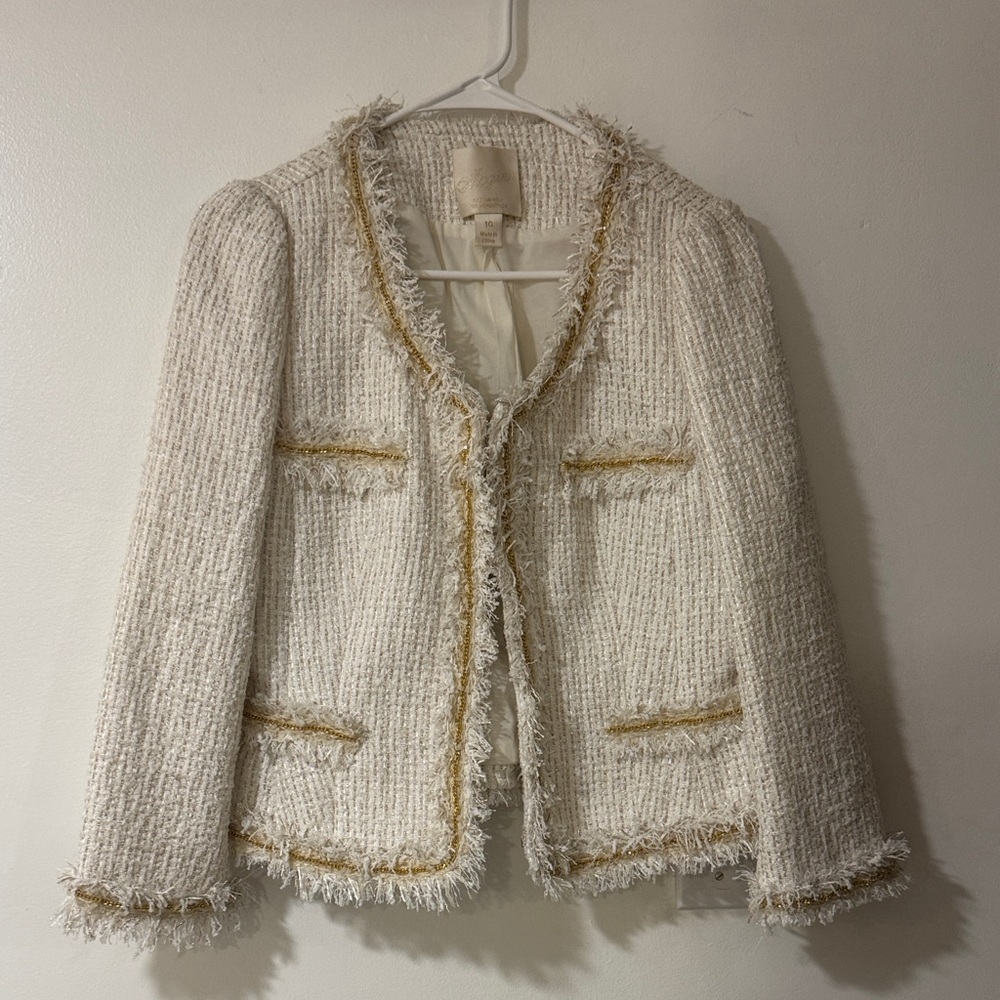 McGinn Cream Tweed Blazer with Gold Trim